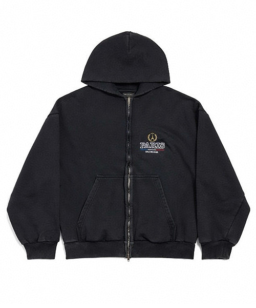 로고 자수 후드 집업 자켓