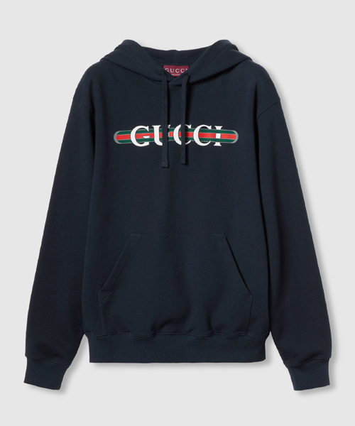 로고 프린트 코튼 저지 후드 스웨트셔츠