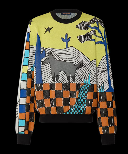 코튼 자카드 크루넥