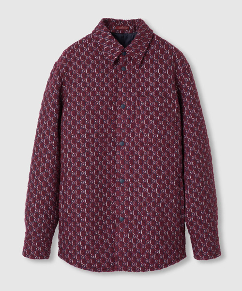 GG 섀도우 부클레 울 자카드 셔츠