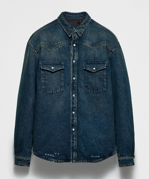 패딩 데님 셔츠