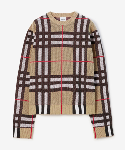 체크 테크니컬 코튼 스웨터