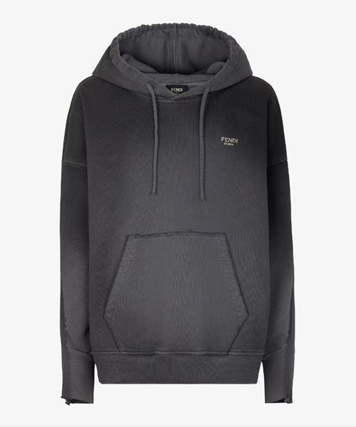 실버 로고 패치 코튼 후드 스웨트셔츠