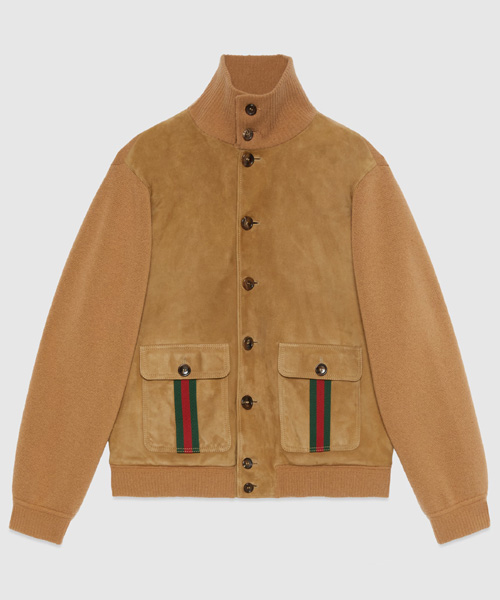 웹 스웨이드 봄버 재킷