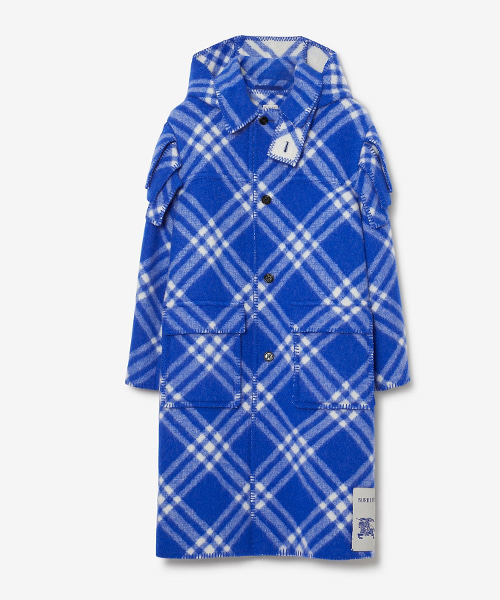 체크 울 블랭킷 케이프