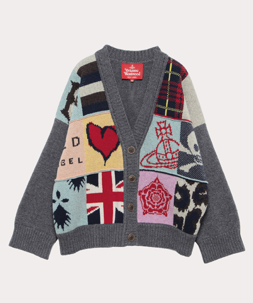 패치워크 청키 니트 가디건