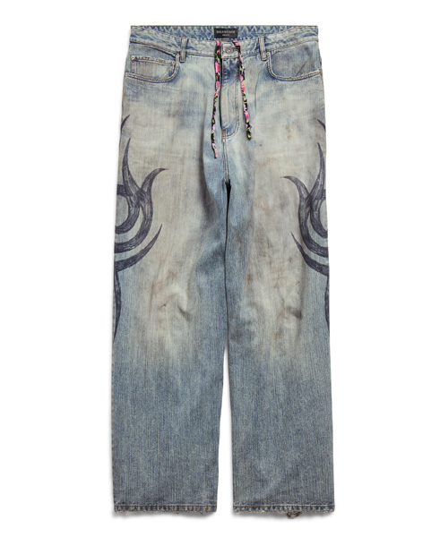 Y2K 스트레치드 니 배기 팬츠