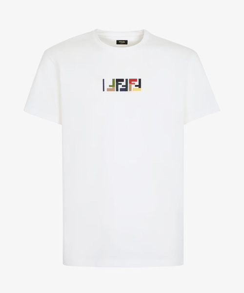 컬러 로고 자수 코튼 티셔츠