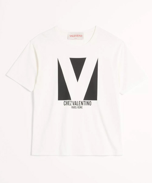 CHEZ VALENTINO 프린트 코튼 티셔츠