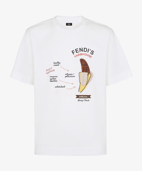 바나나 자수 코튼 티셔츠