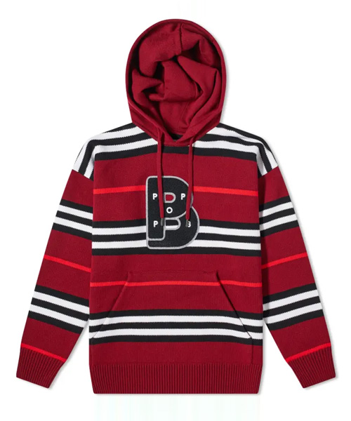 스트라이프 후드 스웨터