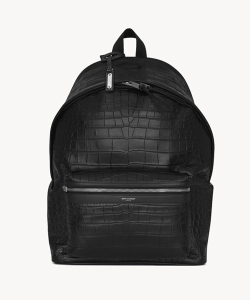 시티 백팩 크로커다일 엠보스 레더 블랙