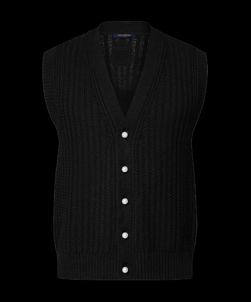 V넥 메리노 울 베스트 위드 케이블 패턴