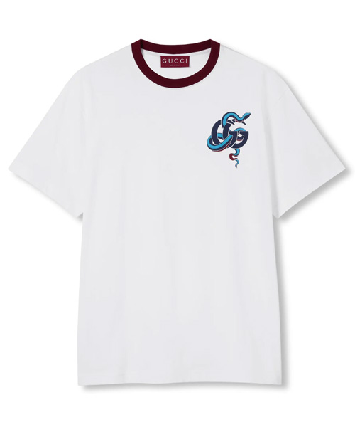 스네이크 프린트 코튼 티셔츠