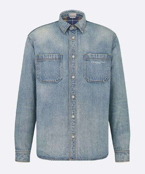 데님 코튼 체크 안감 오버셔츠