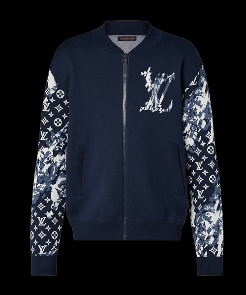 지퍼 코튼 블렌드 블루종