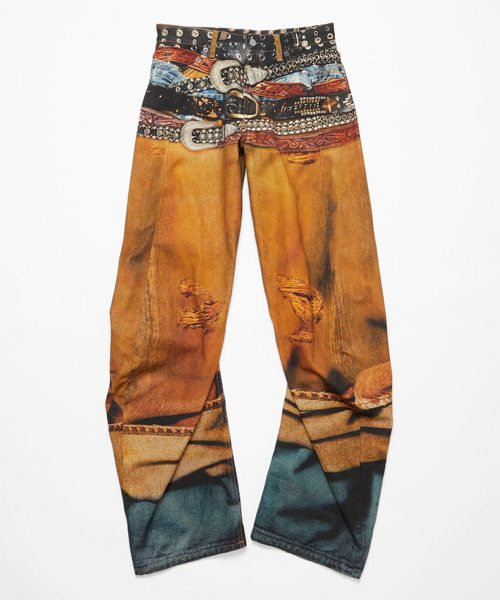 트롱프뢰유 스택 벨트 프린트 루즈핏 진