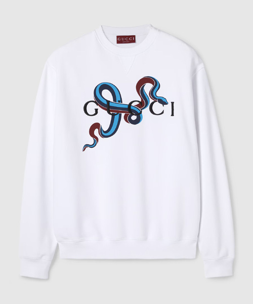 스네이크 프린트 코튼 스웨트셔츠