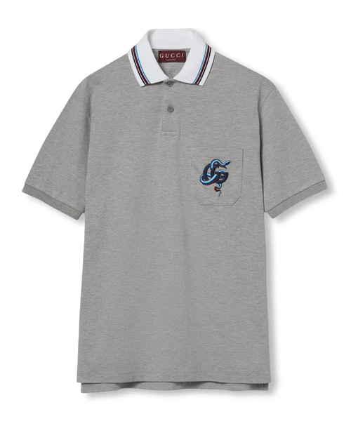 스네이크 자수 폴로 코튼 티셔츠