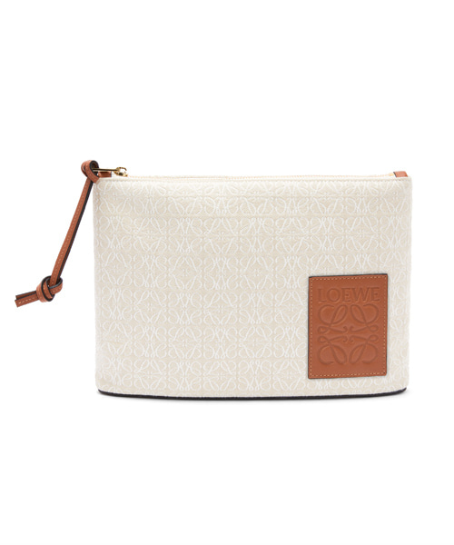 오블롱 자카드 파크스킨 파우치