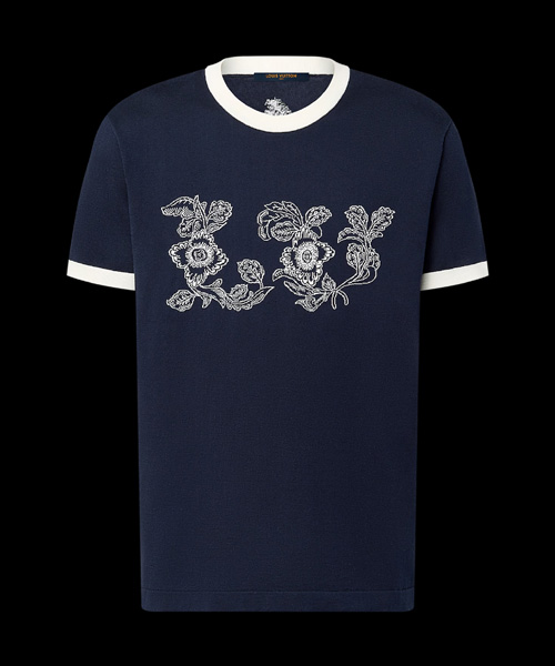 그래픽 인타르시아 숏 슬리브 코튼 크루넥