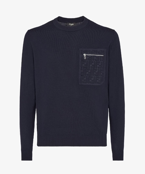 네이비 블루 울 점퍼 스웨터