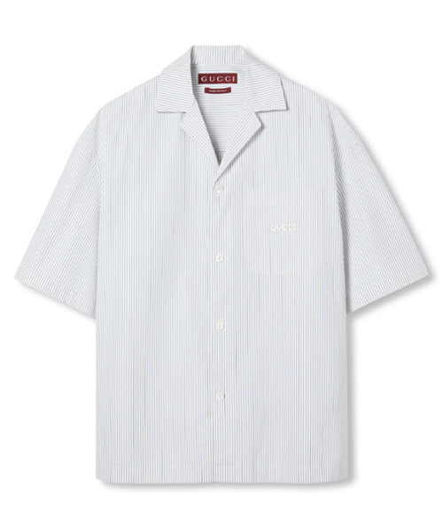 엠브로이더드 스트라이프 코튼 셔츠