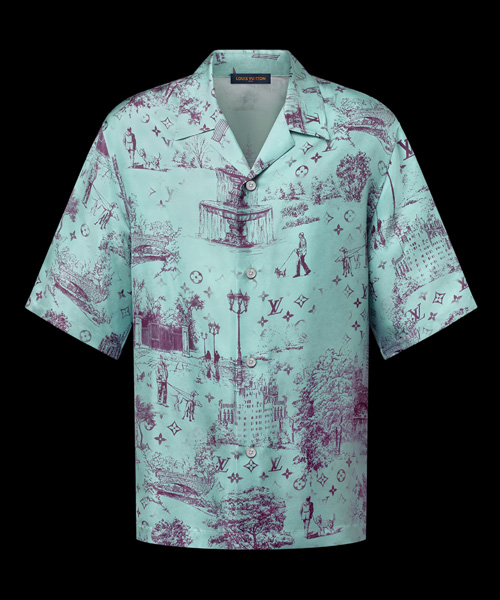 그래픽 프린트 숏 슬리브 실크 셋업