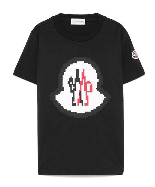 픽셀 로고 프린트 코튼 티셔츠