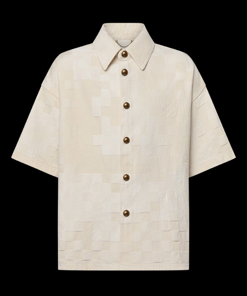 다미에 숏 슬리브 데님 셔츠