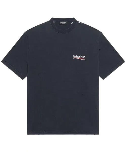 폴리티컬 캠페인 블랙 코튼 티셔츠