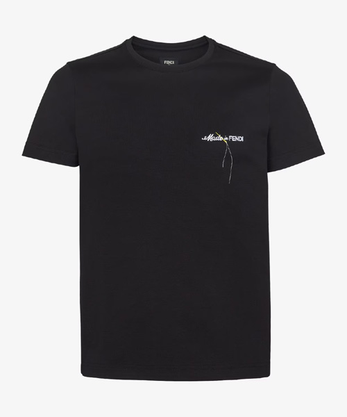 펜디 레터링 자수 코튼 티셔츠