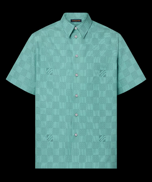 프린트 숏 슬리브 코튼 셔츠