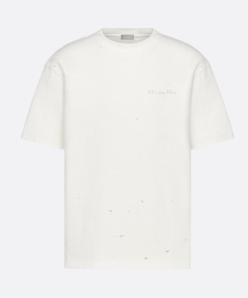 디스트레스드-이펙트 코튼 저지 티셔츠