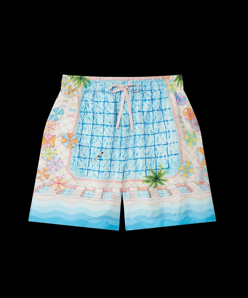 그래픽 프린팅 실크 쇼츠