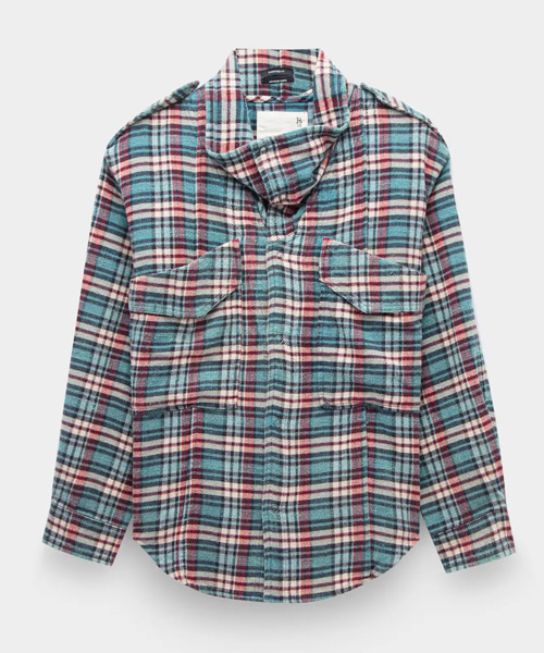 하이 넥 플래드 셔츠