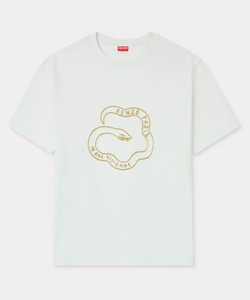 스네이크 로고 자수 코튼 티셔츠