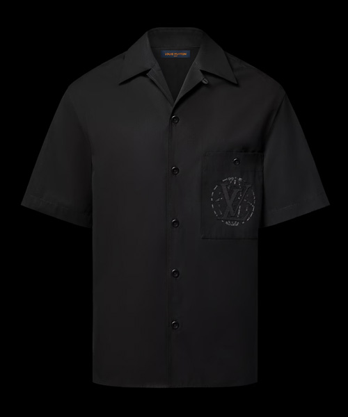 엠브로이더드 숏 슬리브 코튼 셔츠