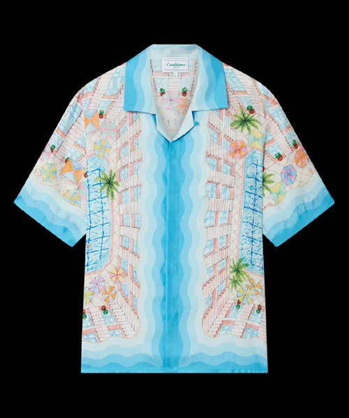 그래픽 프린팅 실크 셔츠