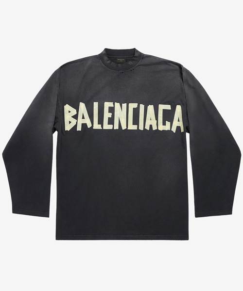 테이프 타입 롱 슬리브 티셔츠