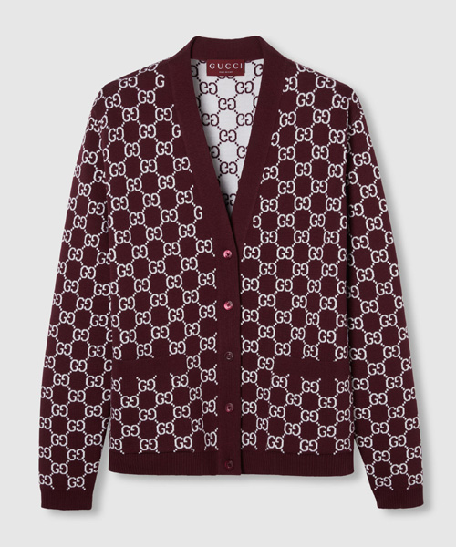 리버서블 GG 울 자카드 가디건