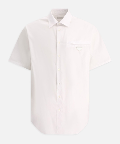 포플린 삼각 로고 패치 셔츠