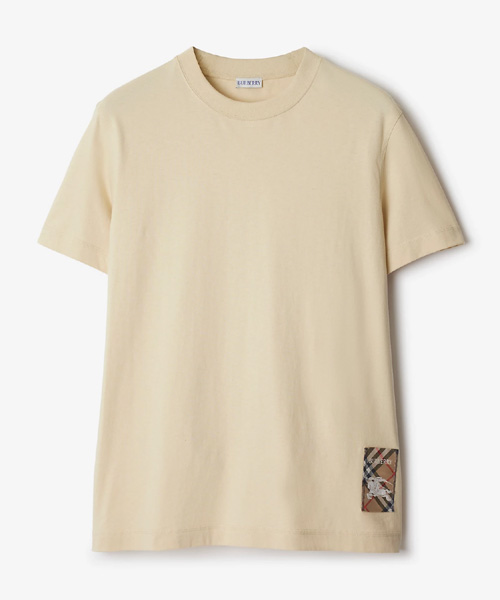 체크 라벨 코튼 티셔츠