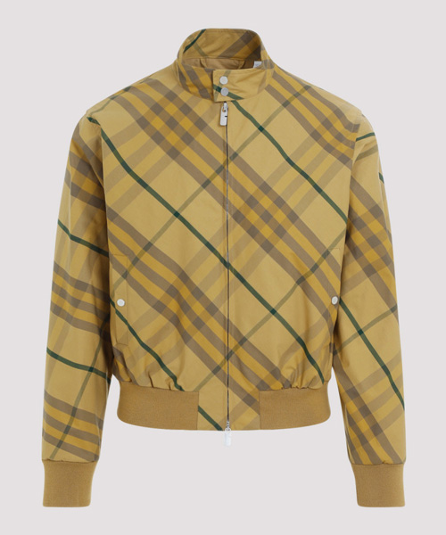 옐로우 체크 패턴 코튼 봄버 자켓