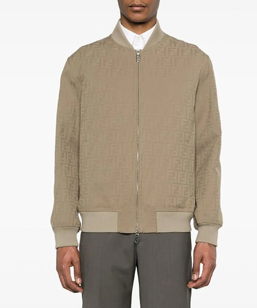 시그니처 패턴 자카드 봄버 자켓