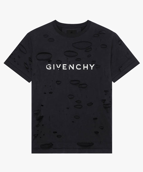 GIVENCHY 로고 디스트로이드 이펙트 티셔츠