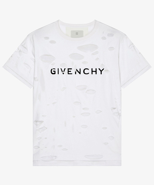 GIVENCHY 로고 디스트로이드 이펙트 티셔츠