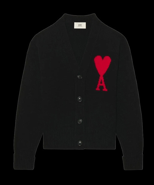 빅 하트 로고 오버사이즈 인타르시아 가디건