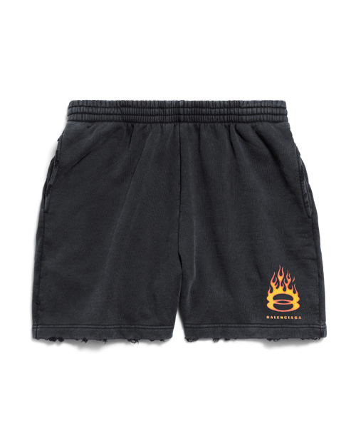 불꽃 로고 프린트 코튼 쇼츠