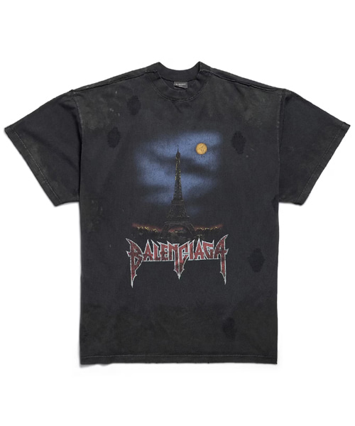 파리 문 더블 프론트 코튼 티셔츠